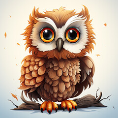 Fototapeta premium Watercolor Willow owl, clipart Illustration, Generative Ai