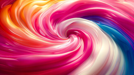Obraz premium A colorful swirl of liquid in the middle of a white background.