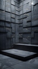 Dark grey slate like marble texture wall tile for product photography backdrop background
