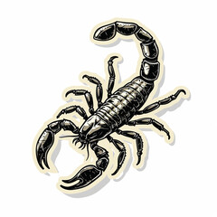 Scorpion, bright sticker on a white background