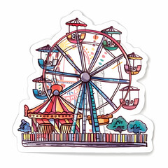 Amusement park, bright sticker on a white background