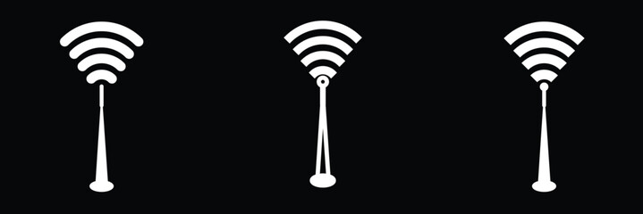 Radio tower icon set. Internet and mobile connection. Linear style. Symbol for your website design, logo, app, UI. Vector illustration, EPS10.