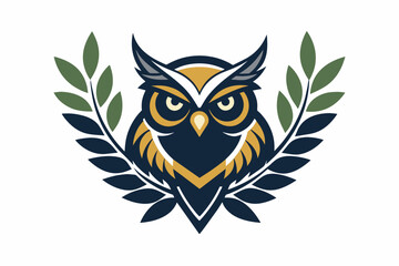 charismatic-owl-logo-with-olive-branch-leaves-