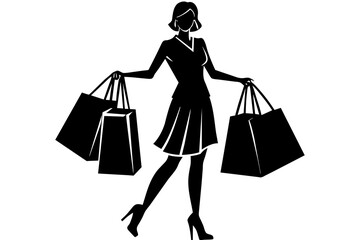 shopping-style-silhouette- vector on-white-background