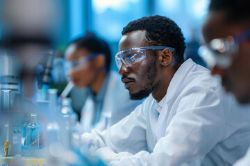 Innovative Science: Multicultural Team of Researchers Collaborating in State-of-the-Art Laboratory