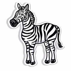 Fototapeta premium Zebra, bright sticker on a white background
