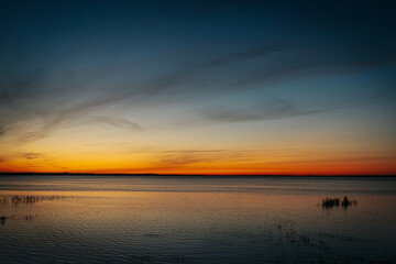 beautiful sunset was reflected in the lake