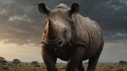 Rhinoceros close view in jungle 