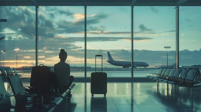 A weary traveler sits in a crowded airport terminal, looking at the departure board displaying numerous delayed flights, reflecting the frustration and inconvenience of disrupted travel plans.