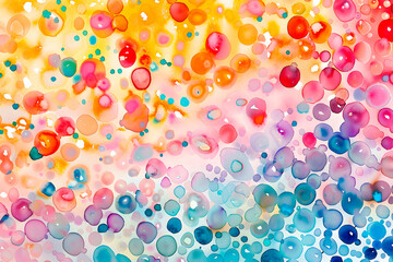Fototapeta premium Abstract colorful watercolor background with many multi-colored rounds and stains. Colorful and bright illustration. Hand-drawn art.