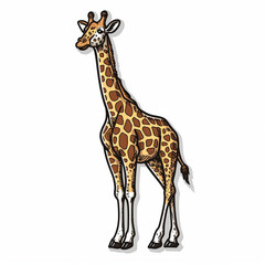 Obraz premium Giraffe, bright sticker on a white background