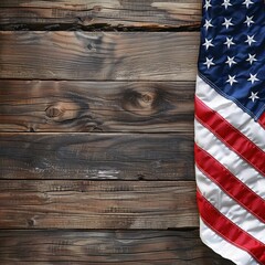 USA flag on  wooden table 