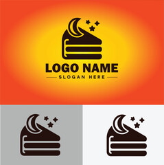 slice of cake icon Cake portion Cake wedge Cake piece flat logo sign symbol editable vector