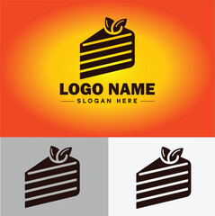 slice of cake icon Cake portion Cake wedge Cake piece flat logo sign symbol editable vector