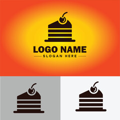 slice of cake icon Cake portion Cake wedge Cake piece flat logo sign symbol editable vector