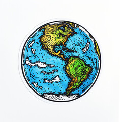 Planet Earth,  bright sticker on a white background