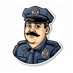 Police officer,  bright sticker on a white background