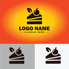 slice of cake icon Cake portion Cake wedge Cake piece flat logo sign symbol editable vector