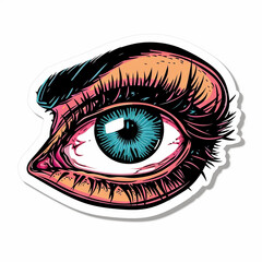 Eye,  bright sticker on a white background