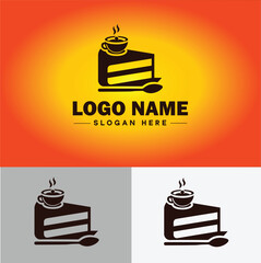 slice of cake icon Cake portion Cake wedge Cake piece flat logo sign symbol editable vector
