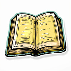 Open book,  bright sticker on a white background