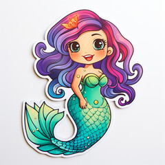 Mermaid,  bright sticker on a white background