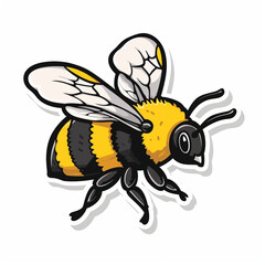 Bee,  bright sticker on a white background