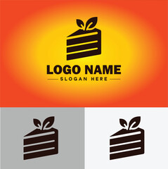 slice of cake icon Cake portion Cake wedge Cake piece flat logo sign symbol editable vector