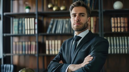 Fototapeta premium Handsome young entrepreneur with a professional and determined look in a stylish office