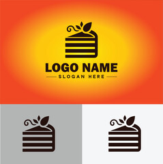 slice of cake icon Cake portion Cake wedge Cake piece flat logo sign symbol editable vector