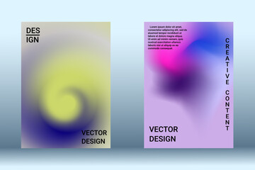 Set for liquid on colorful background. Bright mesh blurred pattern in pink, blue, green tones. Fashionable advertising vector in retro for book, annual, mobile interface, web application.