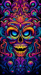 Fototapeta premium Trippy illustration, funky illustration with a trippy vibe, tripping mind, visuals with colors and shapes wallpaper Psychedelic wallpaper
