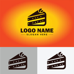 slice of cake icon Cake portion Cake wedge Cake piece flat logo sign symbol editable vector