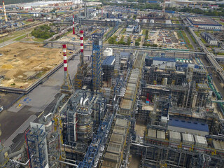 Aerial view of an oil refinery.