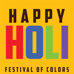 Happy holi lettering with gradient color vector illustration.