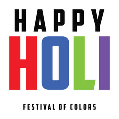 Happy holi lettering with gradient color vector illustration.