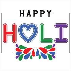 Happy holi lettering with gradient color vector illustration.