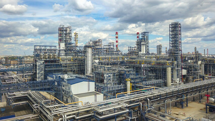 Aerial view of an oil refinery.