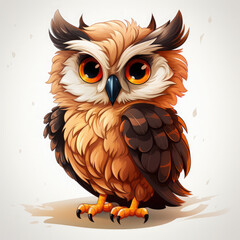 Obraz premium Watercolor Willow owl, clipart Illustration, Generative Ai