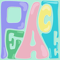 Colorful lettering of the word Peace vector illustration