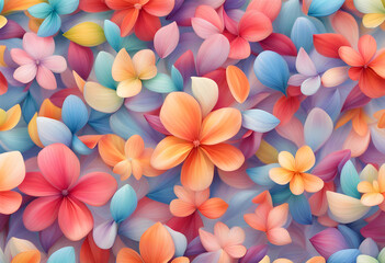 Landscape close-up image of big plenty of multicolored flower petals