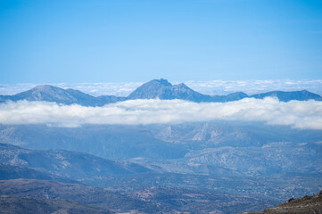 Panoramic view from the hiking trail to Torrecilla peak, Sierra de las Nieves national park, Andalusia, Spain