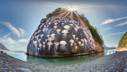 tropical island in the night