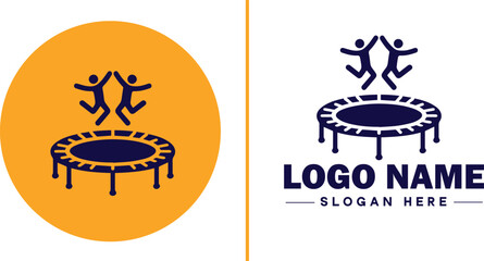 trampoline icon Bounce mat Springboard Jumping pad flat logo sign symbol editable vector