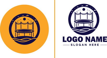 trampoline icon Bounce mat Springboard Jumping pad flat logo sign symbol editable vector