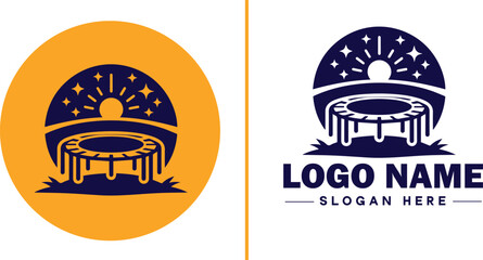 Obraz premium trampoline icon Bounce mat Springboard Jumping pad flat logo sign symbol editable vector