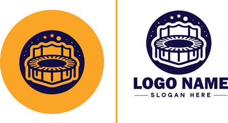 trampoline icon Bounce mat Springboard Jumping pad flat logo sign symbol editable vector