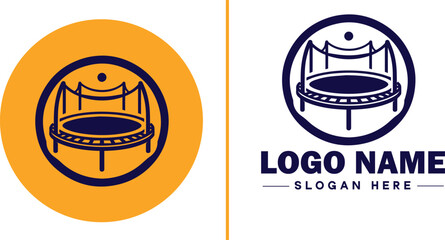 trampoline icon Bounce mat Springboard Jumping pad flat logo sign symbol editable vector