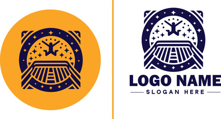 trampoline icon Bounce mat Springboard Jumping pad flat logo sign symbol editable vector