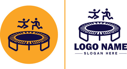 trampoline icon Bounce mat Springboard Jumping pad flat logo sign symbol editable vector